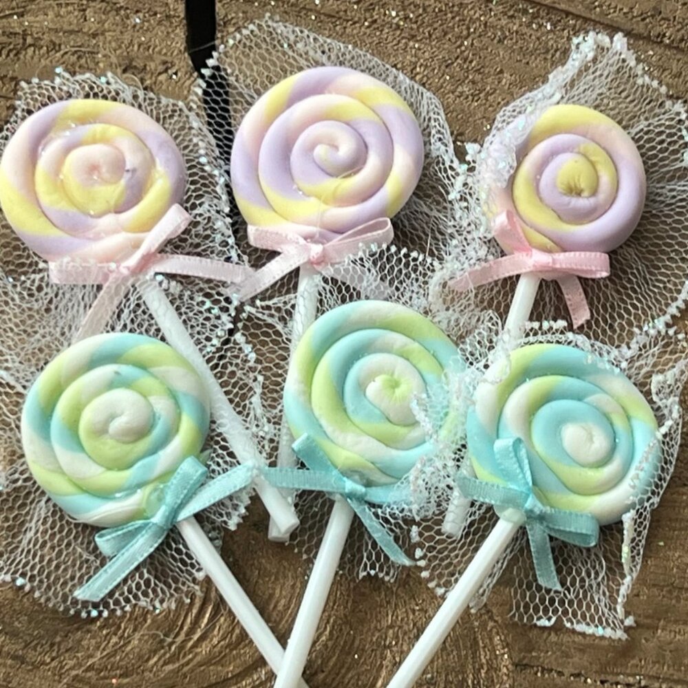 Swirl Lollipop Baby Shower, Holiday or Birthday Party Favors 6 Count